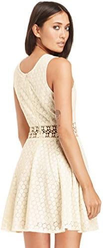 DAILYLOOK Women's, RAGA x DAILYLOOK Lace Fit and Flare Dress, cream, XS