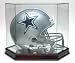 Full Size Glass Helmet Display Case With Cherry Wood Base