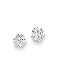 14k White Gold Diamond Cluster Screwback Earrings. Carat Wt- 0.307ct