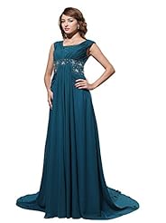 Chiffon Beaded Cap Sleeves Evening Dress  with a Brush/Sweep Train 