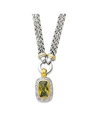 Sterling Silver 16in Gold 16in-Plated CZ Necklace. Metal Wt- 36.15g