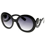 Designer Inspired Oversized High Fashion Sunglasses w/ Baroque Swirl Arms