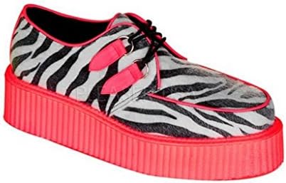 2 inch Platform UV Red Zebra Veggie Creeper Shoes Mens 8 US