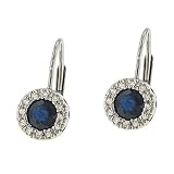 Sapphire(.96ct) & Diamond(.07ct) Leverback Earrings
