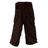 2 TONE Thai Fisherman Pants Yoga Trousers FREE SIZE Plus Size Cotton brown and Burgundy