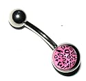 Pierced & Modified Body Jewellery Navel Bars Leopard Print Logo Belly Bar Pink