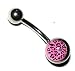 Pierced & Modified  Body Jewellery Navel Bars  Leopard Print Logo Belly Bar  Pink