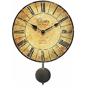 Antiqued Chester Wall Clock with Pendulum