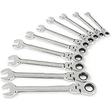 TEKTON 2111 Flex Combination Ratcheting Wrench Set, Metric, 10-Piece