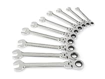 Hot Sale TEKTON 2111 Metric Flex Combination Ratcheting Wrench Set, 10-Piece