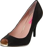 Betsey Johnson Women's Ponzay Open-Toe Pump,Black Leather,8.5 M US Betsey Johnson Women's Ponzay Open-Toe Pump,Black Leather,8.5 M US