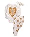 HOTONE Baby Boys Girls Long Sleeve Gold Heart Romper Pants Headband 3pcs Outfits(12-18 Months, White)