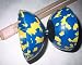 Sport & Fitness : Diabolo Harlekin Medium 2-farbig blau/gelb(Inkl.Stäbe/Schnur)