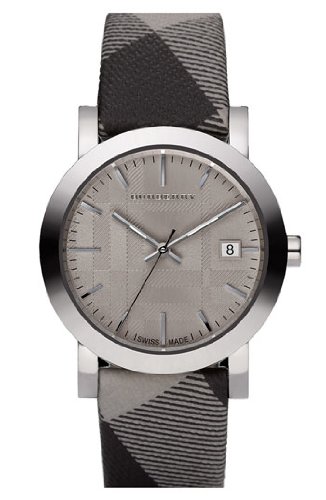 Best Price Burberry Swiss Made Check Fabric Strap Watch for Men / Unisex Watch