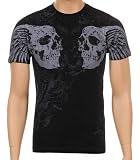 "Ring of Fire" Two Face to Face Skulls 100% Cotton Adult T-Shirt