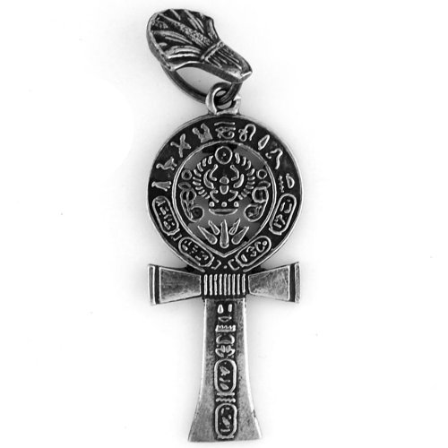 Egyptian Jewelry Silver Hieroglphic Ankh of Life Pendant