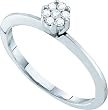 Petite 10k. White Gold Diamond Flower Style Promise / Engagement Ring Size 7