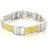 Iced Out Canary Yellow CZ 8 15mm Men's Silver Bracelet