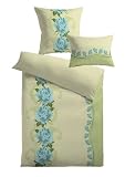 Kinzler Q-17287/25 Mikrofleece Bettw&auml;sche-Set 7-teilig Rosenranke 2x Kissen 40 x 80 cm + 2x Kissen 80 x 80 cm + 2x Bettbezug 135 x 200 cm + 1x Spannbetttuch 200 x 200 cm, Farbe mint