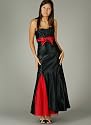 Satin Colorblock Bow Dress for Bridesmaid Formal Prom