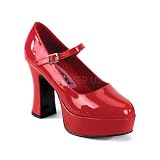 Chunky Heel Mary Jane Platform Pump Red Patent