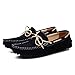 SUNROLAN Men's Casual Genuine Nubuck Leather Outdoor Boat Shoes Driving Moccasins Slip-On Loafers