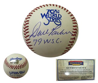 Signed Dave Parker 1979 Pirates World Series Baseball Mounted CO Always a fan favorite. Parker won the 1979 World Series with the Pittsburgh Pirates, their last World Series title. Parker won the 1978 NL MVP and was a 7x All-Star. Baseball comes with Mounted Memories certificate of authenticity and numbered hologram verified at Mounted Memories' website. Mounted Memories is one of the largest memo