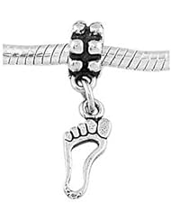 Sterling Silver Footprint Dangle Bead Charm