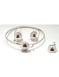 .925 Sterling Silver Medium Ball Set (Earring, Pendant, Bangle)