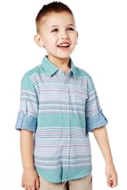 Autograph Pure Cotton Striped Bonded Shirt