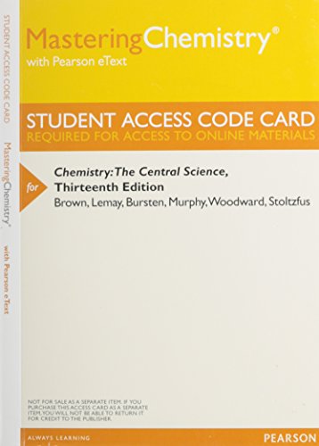 mastering chemistry with pearson etext valuepack access card for chemistry the central science