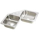 Elkay De217323 Dayton Elite 31 78 Inch By 31 78 Inch Stainless Steel Double Bowl Three Hole Top Mount Corner Sink Ultra Radiant Finish