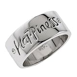 Platinum over sterling silver HAPPINESS ring band