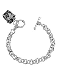 Sterling Silver Treasure Chest Charm Toggle Bracelet (7.5 Inch)