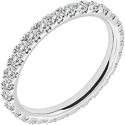 1.25 Carat G-H Diamond Full Eternity Anniversary U Band Ring 14K White Gold