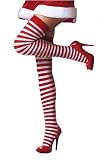 Quality Fun Narrow Stripes Thigh High Stockings White-Red