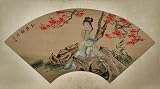 Vintage Silk Painting of Traditional Chinese Dynasty Courtesan