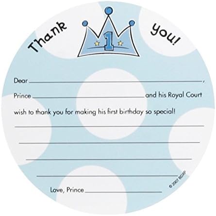 Lil' Prince 1st Birthday Thank-You Notes (8) by Party Destination