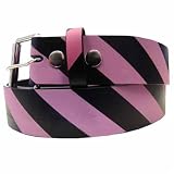 PINK & BLACK STRIPED BELT W/REMOVEABLE BUCKLE - M