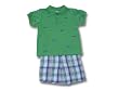 Good Lad Boy Green Whale Shirt & Plaid Short Set