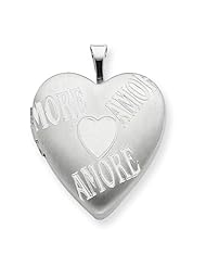 Sterling Silver 20mm with AMORE Heart Locket 18" Necklace