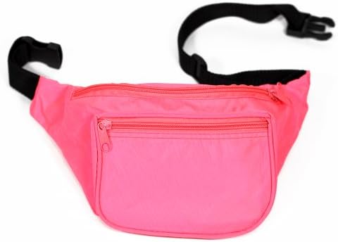 Neon Pink Fanny Pack by RaverSwag Three Pocket Zippered Waist Pack
