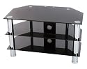 Levv - Glass Stand For Plasma & LCD TV Up To 37" Or 40kg - Black Glass With Chrome Legs