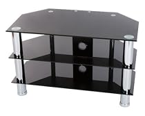 Levv - Glass Stand For Plasma & LCD TV Up To 37" Or 40kg - Black Glass With Chrome Legs