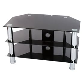 Levv - Glass Stand For Plasma & LCD TV Up To 32" Or 40kg - Black Glass With Chrome Legs