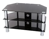Levv - Glass Stand For Plasma & LCD TV Up To 37" Or 40kg - Black Glass With Chrome Legs