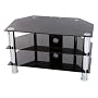 Levv - Glass Stand For Plasma & LCD TV Up To 37" Or 40kg - Black Glass With Chrome Legs