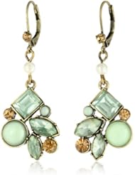 Betsey Johnson "Mint Multi" Crystal Gem Cluster Drop Earrings