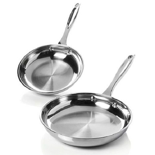 WOLFGANG PUCK 8 & 10 Stainless Steel Omelet Pan Saute Pan Skillet Set
