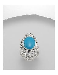 Turquoise (Sky Blue) Reconstructed stones Ring In 92.5 Sterling Silver